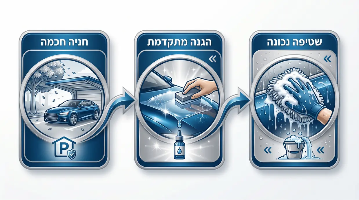 תרשים טיפים לשמירה על צבע הרכב לאחר חידוש