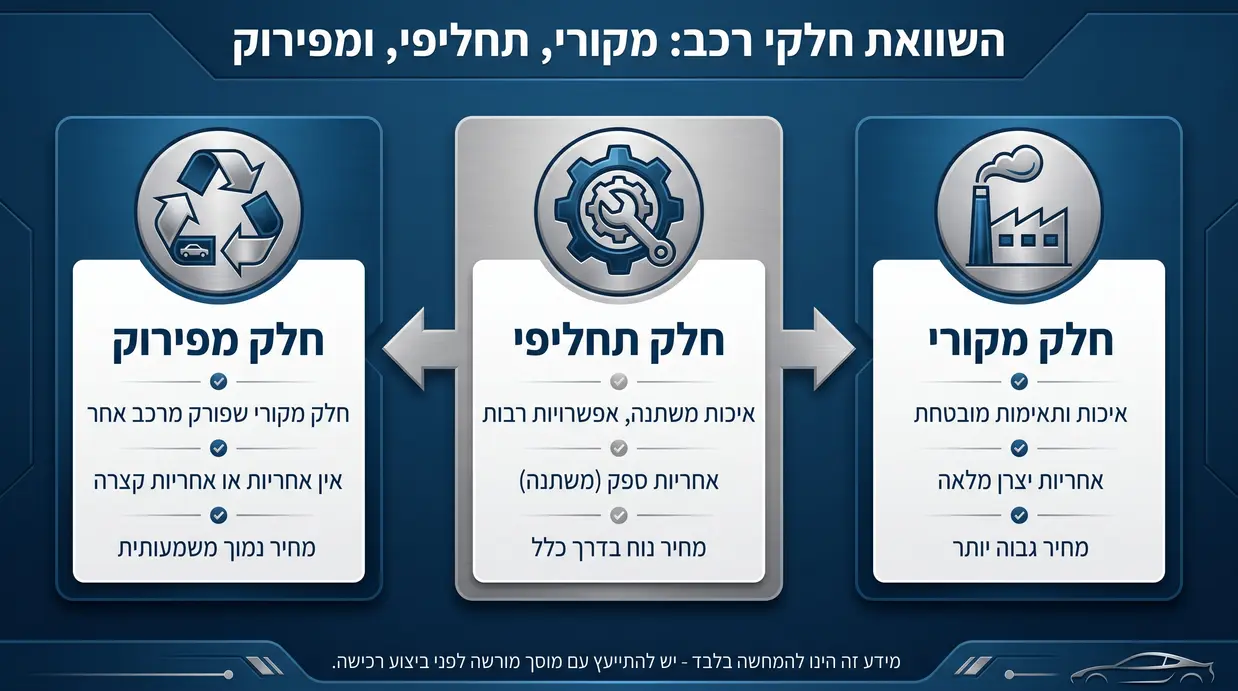 השוואה בין חלק מקורי, חלק תחליפי וחלק מפירוק