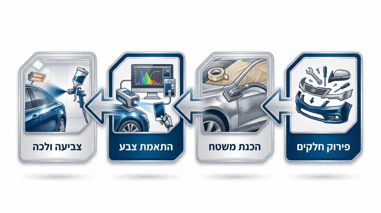 תרשים שלבי הצביעה בתנור לרכב