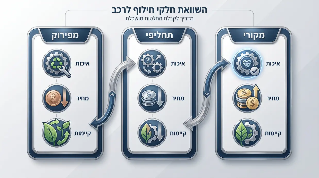 השוואה בין סוגי חלפים לרכב