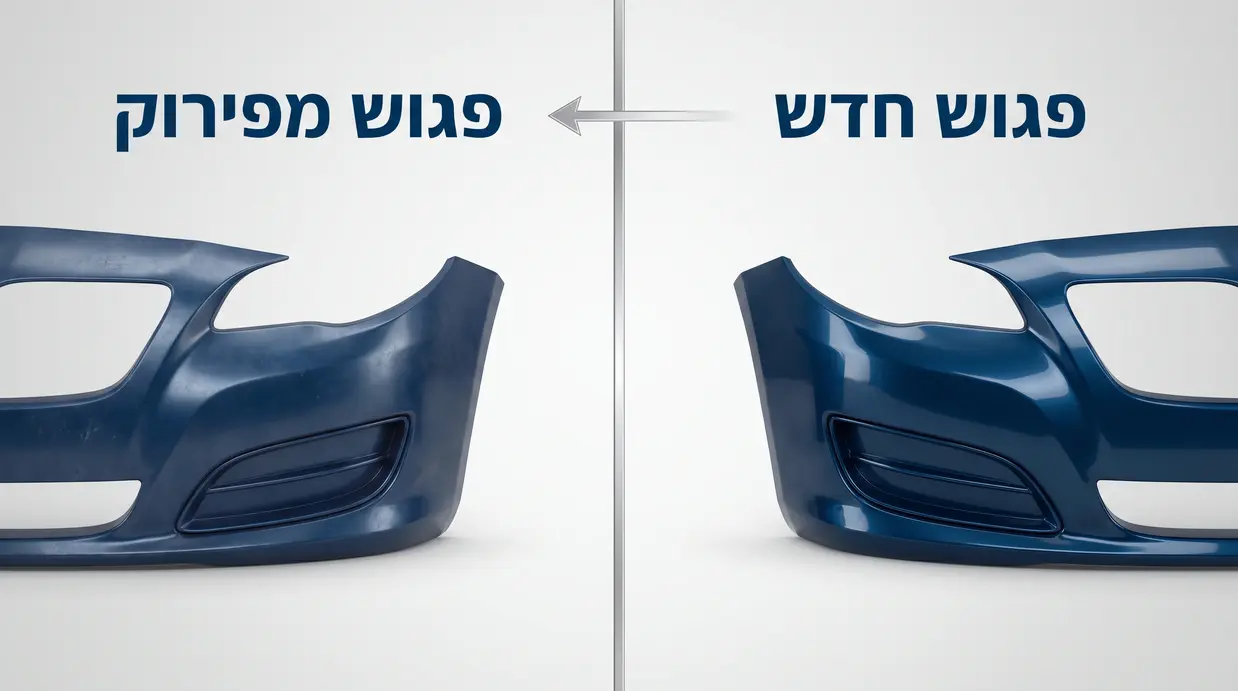 השוואה חזותית בין פגוש חדש לפגוש משומש מפירוק