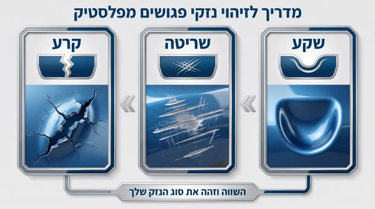 השוואה בין סוגי נזקי טמבון פלסטיק: שקע, שריטה וקרע