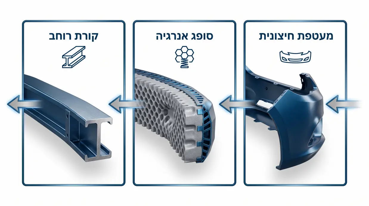 תרשים בעברית המציג את שכבות הטמבון לרכב