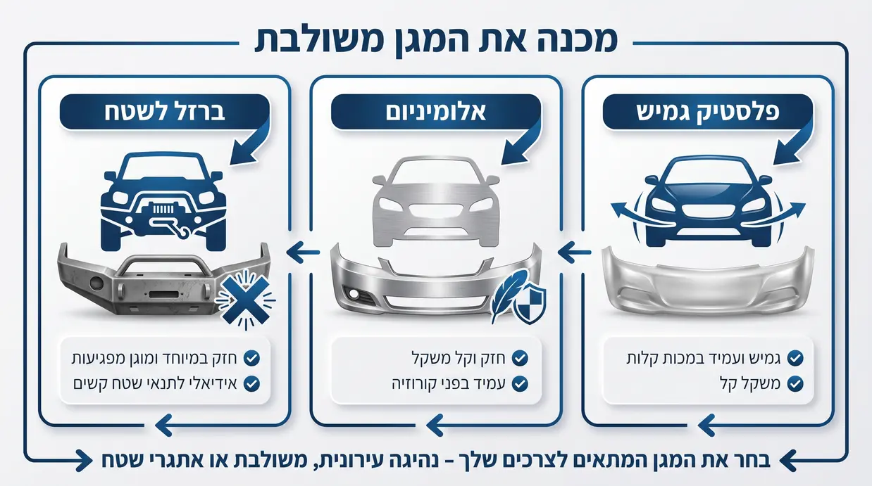 השוואה ויזואלית בין סוגי פגושים מחומרים שונים
