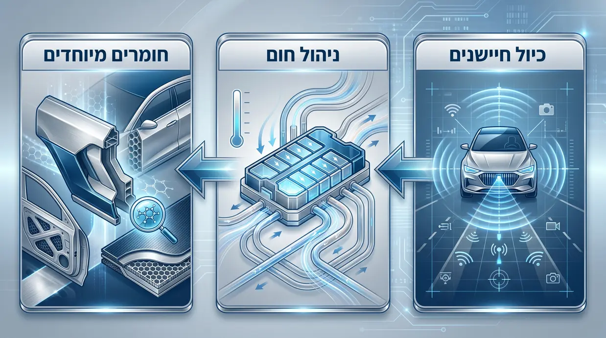אינפוגרפיקה בעברית המציגה את האתגרים בתיקון שריטות ברכבים חשמליים