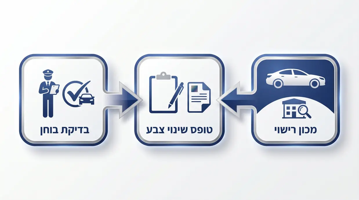 אינפוגרפיקה בעברית על תהליך עדכון שינוי צבע ברישיון הרכב
